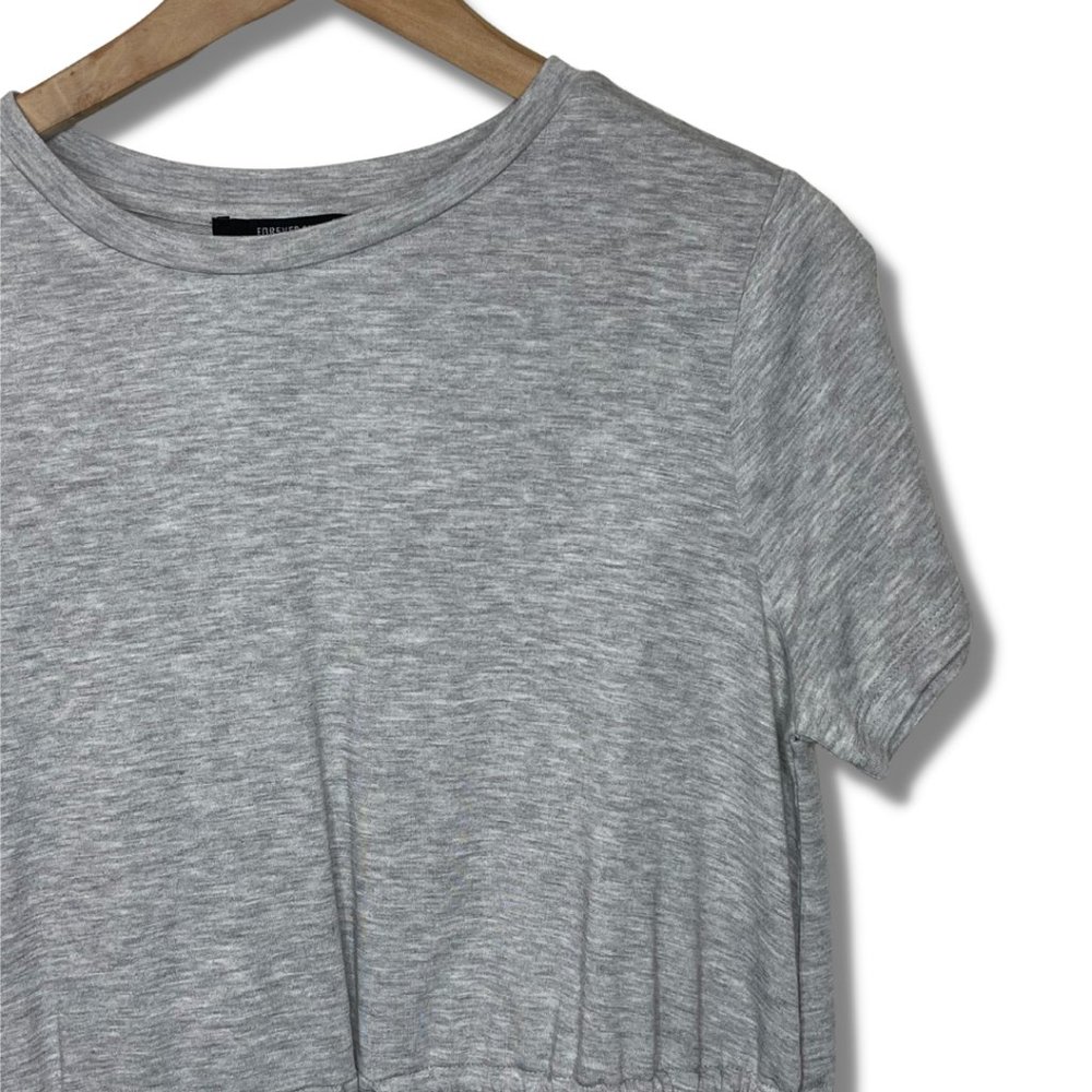 FOREVER 21 | Casual Gray Drawstring Jersey Mini Dress | Size L - Picture 2 of 7